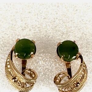 Elegant Gold and Green Gemstone Earrings